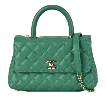 Coco Top Handle, &pound;3,600, Handbags, Green, Caviar Leather, Front view